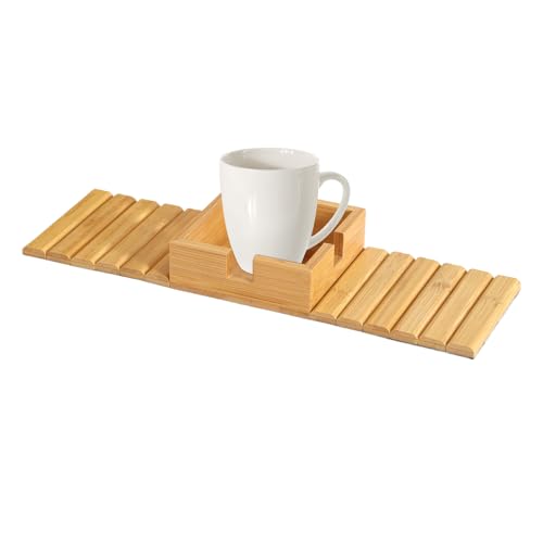 Bandeja Portavasos Para Sofá, Organizador Antideslizante Para Sillón, Bandeja Organizadora para Brazo de Diván o Mesita Lateral, Para Aperitivos Bebidas Teléfonos Tabletas Libros Aparatos Salón Dormit