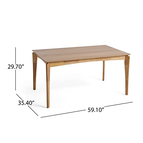 Christopher Knight Home Alma Dining Table, 6-Seater, Rubberwood With Walnut Veneer, Mid-Century, Natural Oak Finish #TOP2