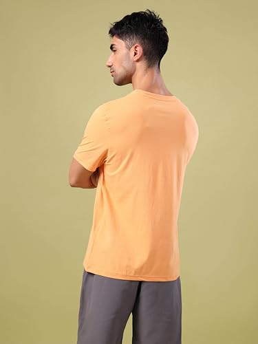 Image of TECHNOSPORT Men's Slim Fit Solid Crew Neck T-Shirt, Cotflex Quick Dry Wrinkle Resistant Polyester Sports Tee for Gym, Running, Training, Sports