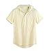 Produktbild BHYDRY Männer Weinlese Mit Kapuze Knopf Leinen Feste Kurzarm Retro T Shirts Tops Bluse