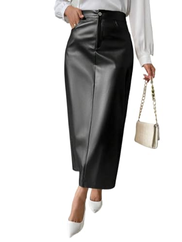 Solid Color High Waist Button Skirt PU Leather 2025 Fashion Skirts for Women