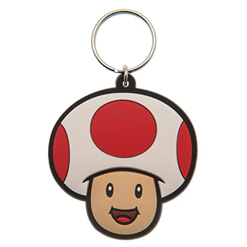 Super Mario (Sapo Llaveros de goma, blanco, Talla única Unisex adulto