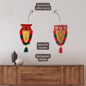 Miniatura 9 de Vgotcha Nettipattam - Decoración colgante de 1 pie 17 pulgadas x 10 pulgadas para decoración del hogar, habitación de puja, decoración de pared de