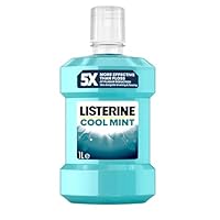 Listerine Cool Mint Mouthwash (1000ml), Helps Kill Up to 99% of Germs Left after Brushing and Reduce Plaque, Mouthwash to Freshen Breath and Maintain Healthy Gums