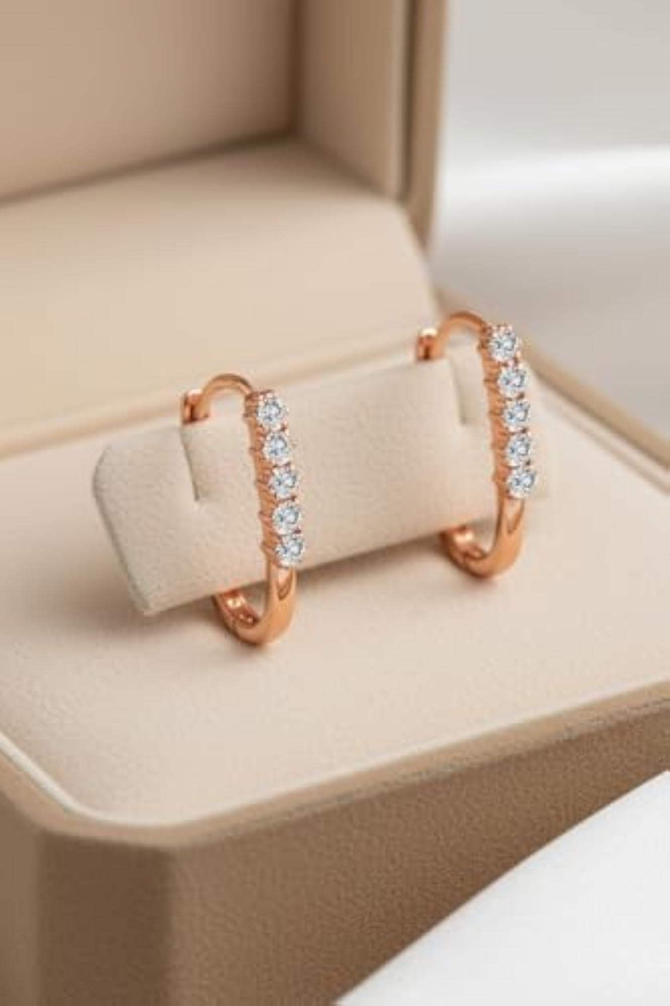 Women's 925 Sterling Silver Rose Gold CZ Hoop Earrings
