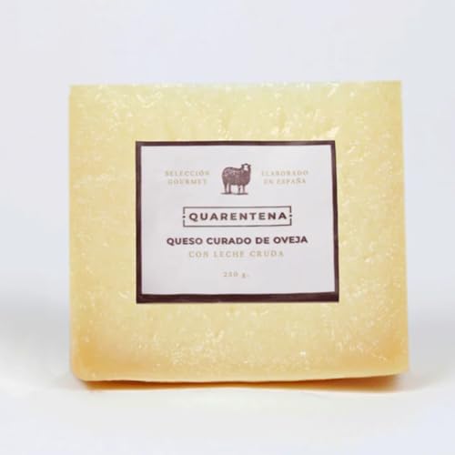 QUARENTENA - Queso Curado Artesano de Leche Cruda de Oveja, Cuña 350 g, Producto Gourmet, Hecho en España