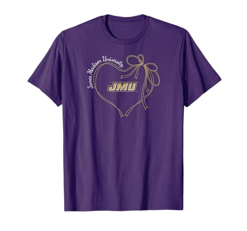 James Madison Dukes Bow Heart Purple Officially Licensed T-Shirt