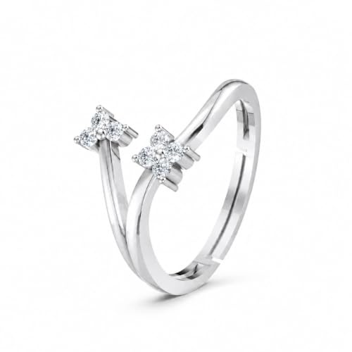 Image of Miss Highness 925 Sterling Silver Ring for Women | Floral Adjustable Ring | Certified Pure Silver Jewellery | Daily Wear Finger Rings | Gift for Wife, Girlfriend, Anniversary & Girls Birthday