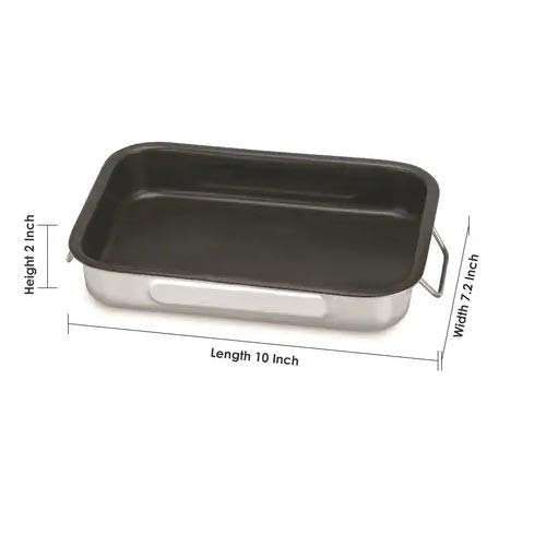 Chef Direct Stainless Steel Non Stick Roasting Pan with Folding Handles - Black Silver 25cm. 2