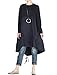 Vogstyle Damen Langarm A-Linie Beiläufige Lose mit Tasche T-Shirt-Kleid Art 3-Schwarz XXL