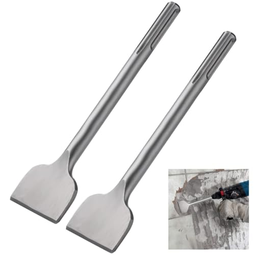 40Cr - Cinceles de acero cromado para azulejos, 2 unidades, pala plana de 11.02 x 2.95 pulgadas de ancho para taladros de martillo, perfecto para quitar azulejos y piedra
