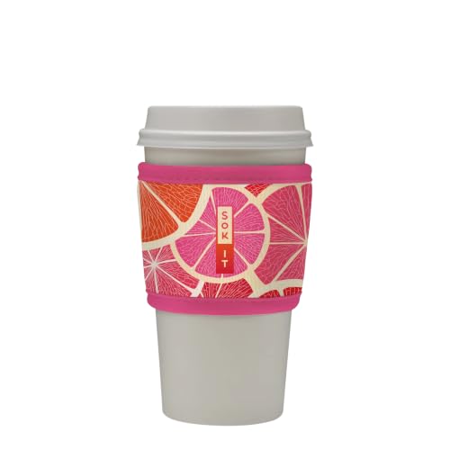 Sok It HotSok Coffee & Tea Reusable Insulated Neoprene Cup Sleeve (Sunshine Slices, One Size Coffee Sleeve)