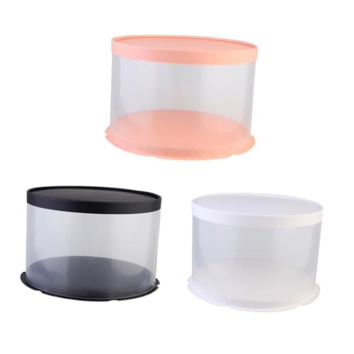 PRETYZOOM 3pcs Boxes Transparent Bakery Present Box Plastic Cake Carrier for Weddings Parties Special Occasions Includes Boxes for Cake Transport and Presentation