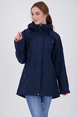 Ankerglut Damen Softshellmantel Kurzmantel mit Kapuze Gefüttert Übergangsjacke #ankerglutbrise Softshelljacke, Navy, 44