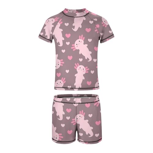 Cute Cartoon AxolotlChildren's Swimsuits Boys Two Piece Suit9-11Y（140cm）2