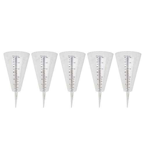 Fenteer 5 Pieces Plastic Cone Rain Gauge Tube For Outdoor Garden With Easy Read Digits