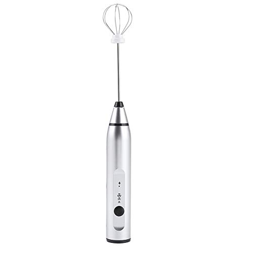 Rechargeable Milk Frother Handheld Egg Beater USB Electric Coffee Mixer For Stirring Eggs, Butters, Milks, Soup, Sauce And More Intelligent 3 Speed Settings (Silver)