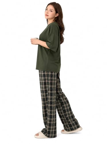 Image of KSHS Womens Korean Night Dress || Full Pyjama Set ||Korean Nightsuit || Women Nightwear ||Round Neck Half Sleeve Nightsuit || Loungewear || Everyday Nightdress Women's Pyjama Sets