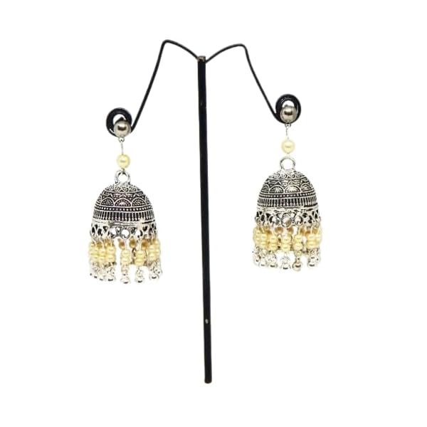 Silver Metal Jhumka Earrings
