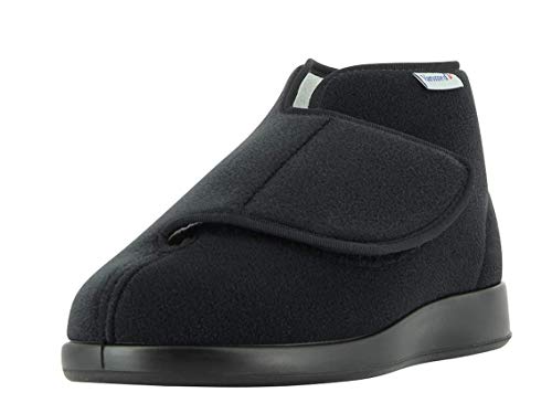 RomXXL 60410 Damen,Herren Klett-Stiefel,Stiefeletten,Boots,Gesundheits-Schuhe,Klettverschluss,bequem,druckfrei,schwarz,46 EU