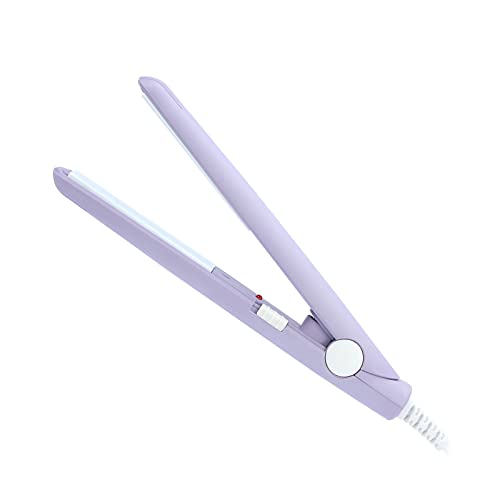 Plancha para pelo, 25 W, mini plancha de cerámica turmalina placa alisadora belleza rulos, 2 en 1 plancha para rizar, revestimiento de cerámica, enchufe EU (violeta)