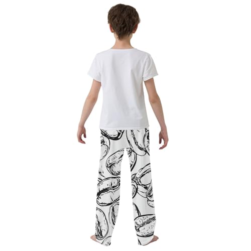 ZZXXB Retro Coffee Bean Boys Long Pants Soft Trousers Elastic Waist Kids Lounge Bottoms with Pockets S-XL3