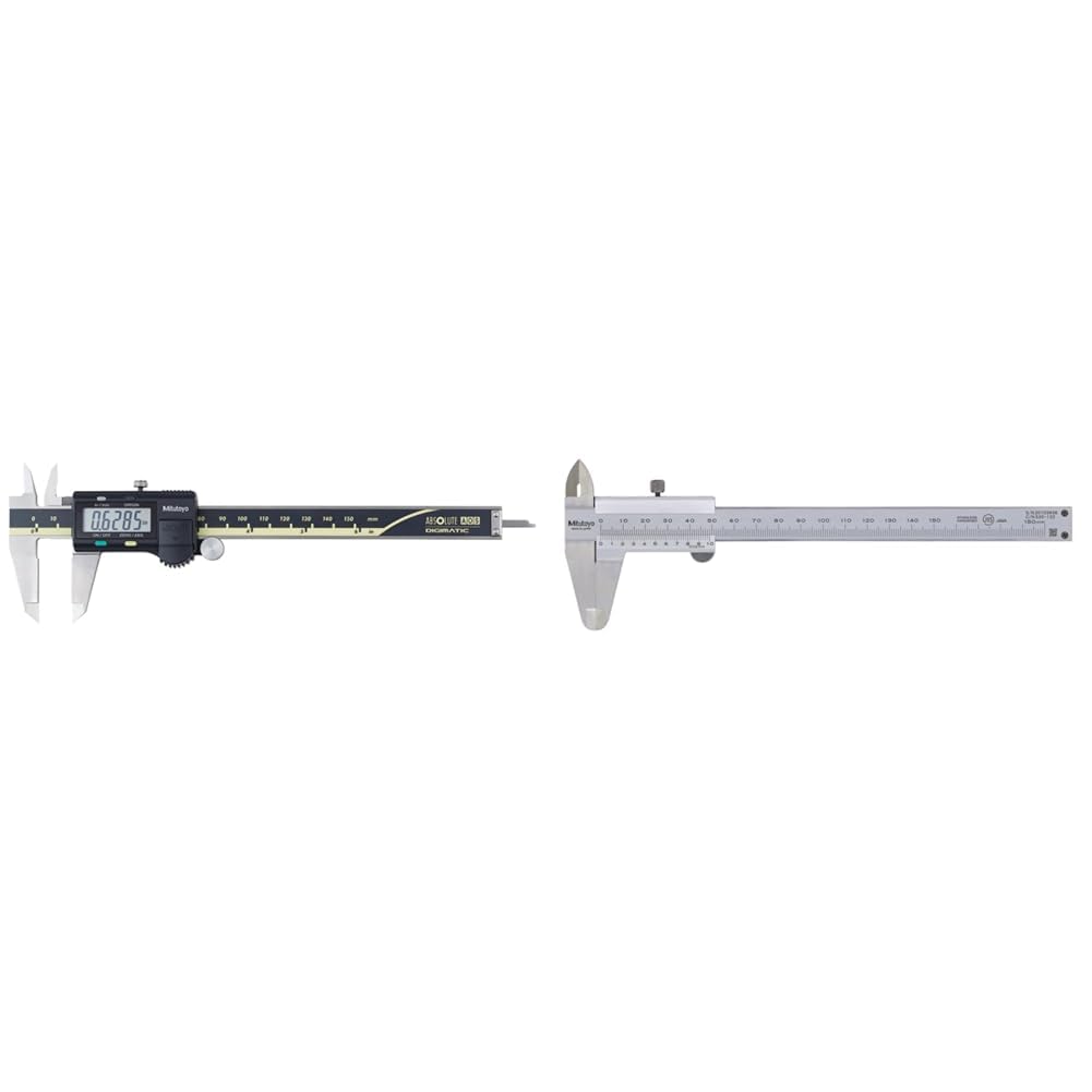 Mitutoyo 500–196–30 Absolute AOS Digimatic Digitaler Elektronischer Messschieber 150 mm & 530-122 Präzisionssattel mit Feststellschraube DIN 862, Messbereich 0-150mm
