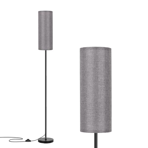 Image of FRIDEKO HOME Grey Shade Floor Lamp, Simple Design with Foot Pedal Switch, Small Tall Lamps for Living Room Bedroom Office, Corner Floor Stand Light with Black Pole Lamp (No Bulb /No Remote)