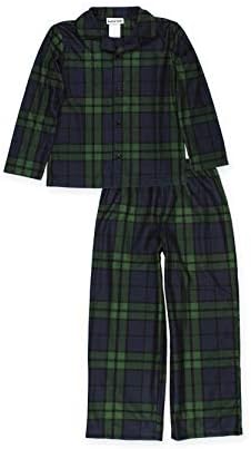 Komar Kids Big Boys Holiday Green Plaid Coat Style Pajamas Set (8, Boys Green)