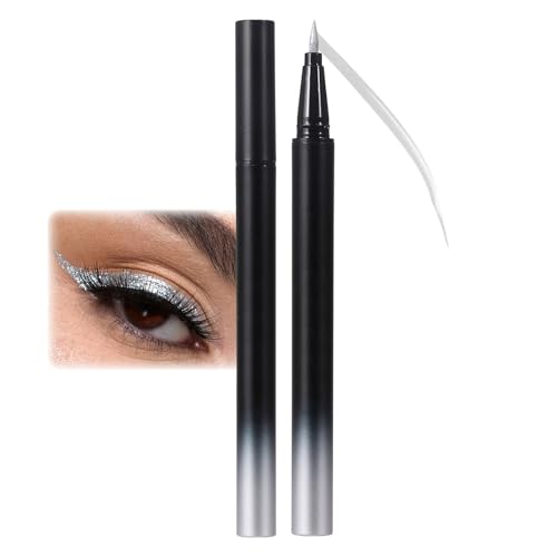 Metallic Glitzer Eyeliner, Silber Diamond Flüssiger Eyeliner, Glitter Liquid Eyeliner Wasserfest & Wischfest, Silver Metallischer Eye Liner, Hochpigmentiert & Langlebig Kajalstift für Gesicht Körper Metallic Glitzer Eyeliner, Silber Diamond Flüssiger Eyeliner, Glitter Liquid Eyeliner Wasserfest & Wischfest, Silver Metallischer Eye Liner, Hochpigmentiert & Langlebig Kajalstift für Gesicht Körper