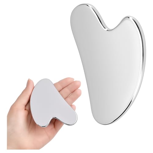 Pedra Gua Sha Inox para Massagem Facial Ferramenta Anti Rugas Ski...