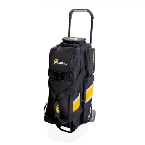 900 Global 3-Ball Bowling Deluxe Roller Bag (Black/Gold)
