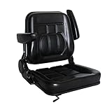 Universal Forklift Seat Black Tractor Seat, 6'Adjustable Mower Seat Foldable Seat Including Armrests&Seat Switch, 18.5' x 20' x 18' Skid Steer Seat Fit Forklift, Tractor…