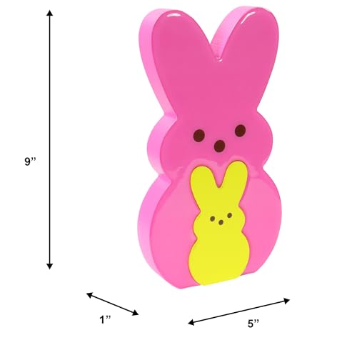 Animal Adventure | Peeps | 9” Collectible Pink and Yellow Wooden Nesting Bunnies by Animal Adventure - Image 2
