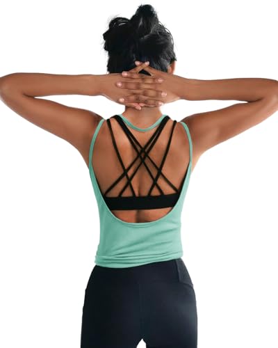 Image of OYANUS Womens Summer Workout Tops Backless Yoga Shirts Open Back Tank Tops