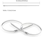 50pcs Câblodisques métalliques, 304 Attaches de câble en acier inoxydable, attaches à gaz d'échappement à fermeture à glissière multi-usages11.8 Pouces)