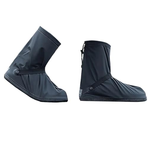 Reusable Waterproof Non-Slip Boot Covers with Reflectors, Washable Rain Shoe Protectors for Rainy Snowy Day (Color : Black, Size : Large)