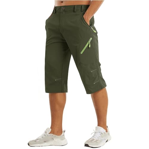 Short masculino à prova d'água abaixo do joelho, comprimento até o joelho, calça 3/4, caminhada, es