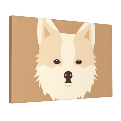 Toile visage de chien dessin animé pour égayer un mur blanc de salon