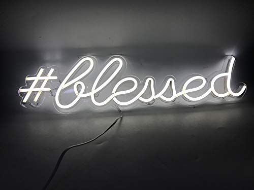 Image of Ulalaza LED Neon Sign Night Light for Wall Party Decor Bedroom Room Bar Wedding Home Birthday Art Decoration Christmas with USB Chain Light modulator 5v (lets party blue)