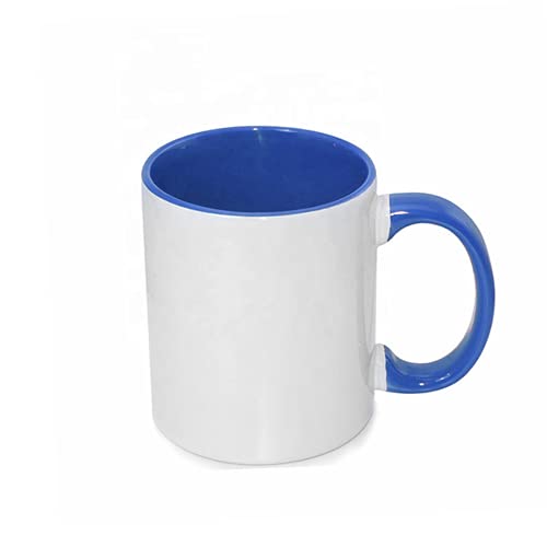 MR.R Sublimation Blanks Dishwasher Ceramic Coffee Mugs with Blue Color Mug Inner and Handle Drinking Cup Mug for Milk Tea Cola Water,11oz - Image 3