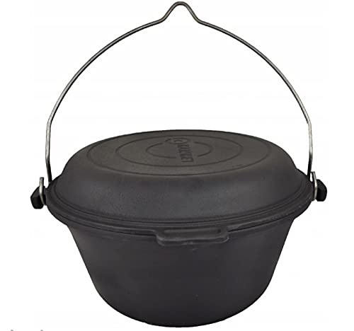 Hungarian Cast Iron Dutch Oven Tripod Lid Fire Pot with Pan Tripod, 9 L