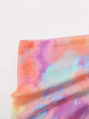 Qlarnaweer Women's Tie Dye 3 Piece Triangle Bikini Swimsuits with Skirt, Multicolor, M