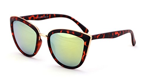 V.W.E. Womens Cat Eye Mirrored Reflective Lenses Oversized Cateyes Sunglasses2