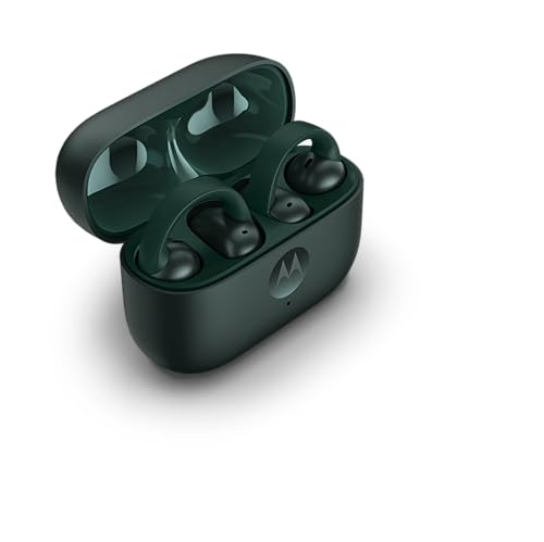 Image of Motorola Moto Buds Loop TWS (Green) | Sound by Bose, Open-Ear Fit | 12mm Drivers, Dual Mic AI | 31H Playtime, Quick Charge | IPX4 Water Resistant | Comfortable Fit | Low Latency Mode | Reliable Build