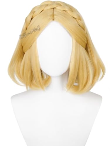 Short Blonde Game Princess Cosplay Wig 13.7'' Light Golden Anime Bob Wigs