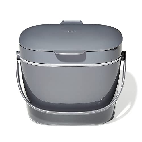 OXO Good Grips Easy-Clean Compost Bin - Charcoal - 6.62 L, Plastic, Charcoal, 6.6L