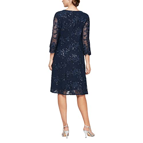 Image of Alex Evenings Womens Midi Scoop Neck Shift Dress with Jacket (Petite and Regular)