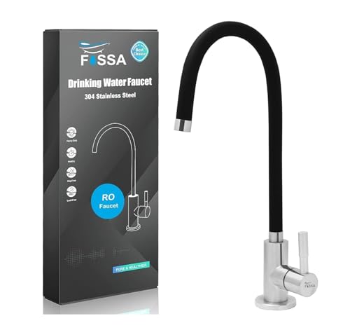 Image of Fossa 1-Year Warranty RO Tap - Pure 304 Stainless Steel Body with Flexible Swivel Spout for Kitchen Sink /Basin | Lead-Free Drinking Water Filter Faucet - Black (Matte Finish)