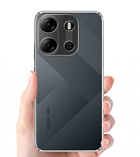 Image of Soft Silicone TPU Back Cover Compatible with Tecno Pop 7 Pro, Transparent